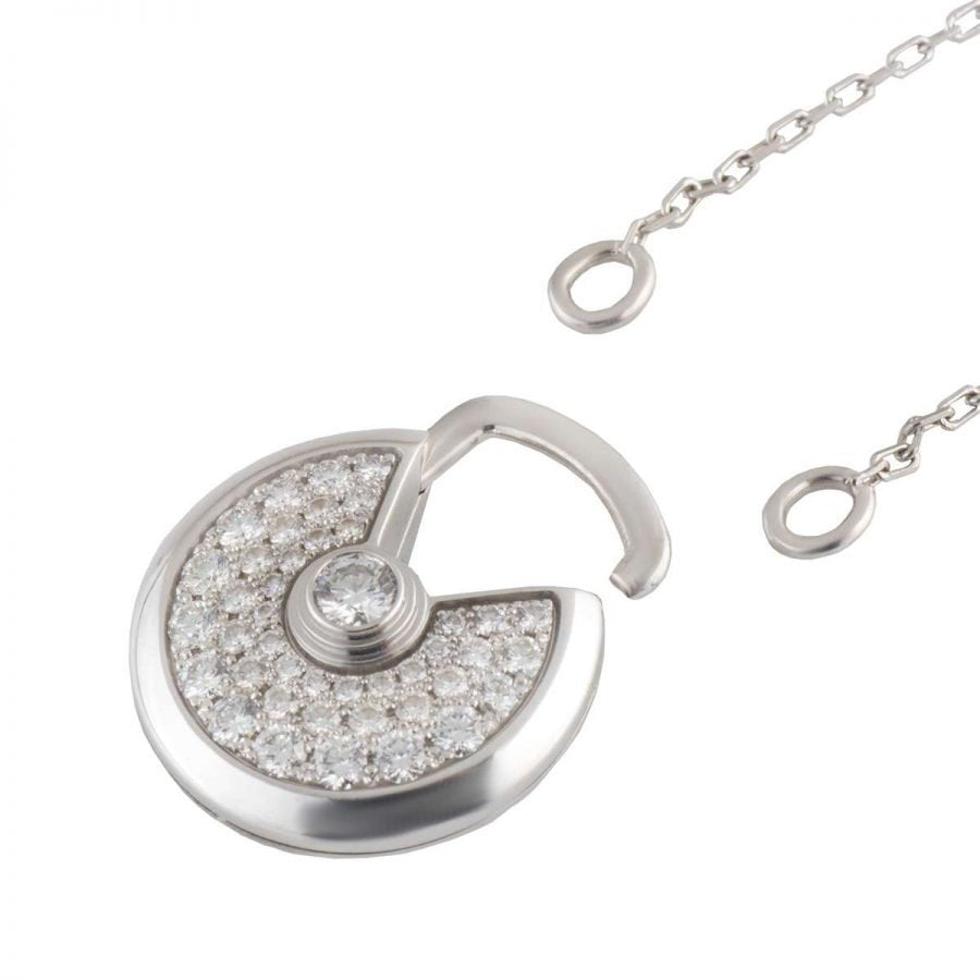 [Lucas Jewelry]AMULETTE SILVER FULL DIAMOND NECKLACE