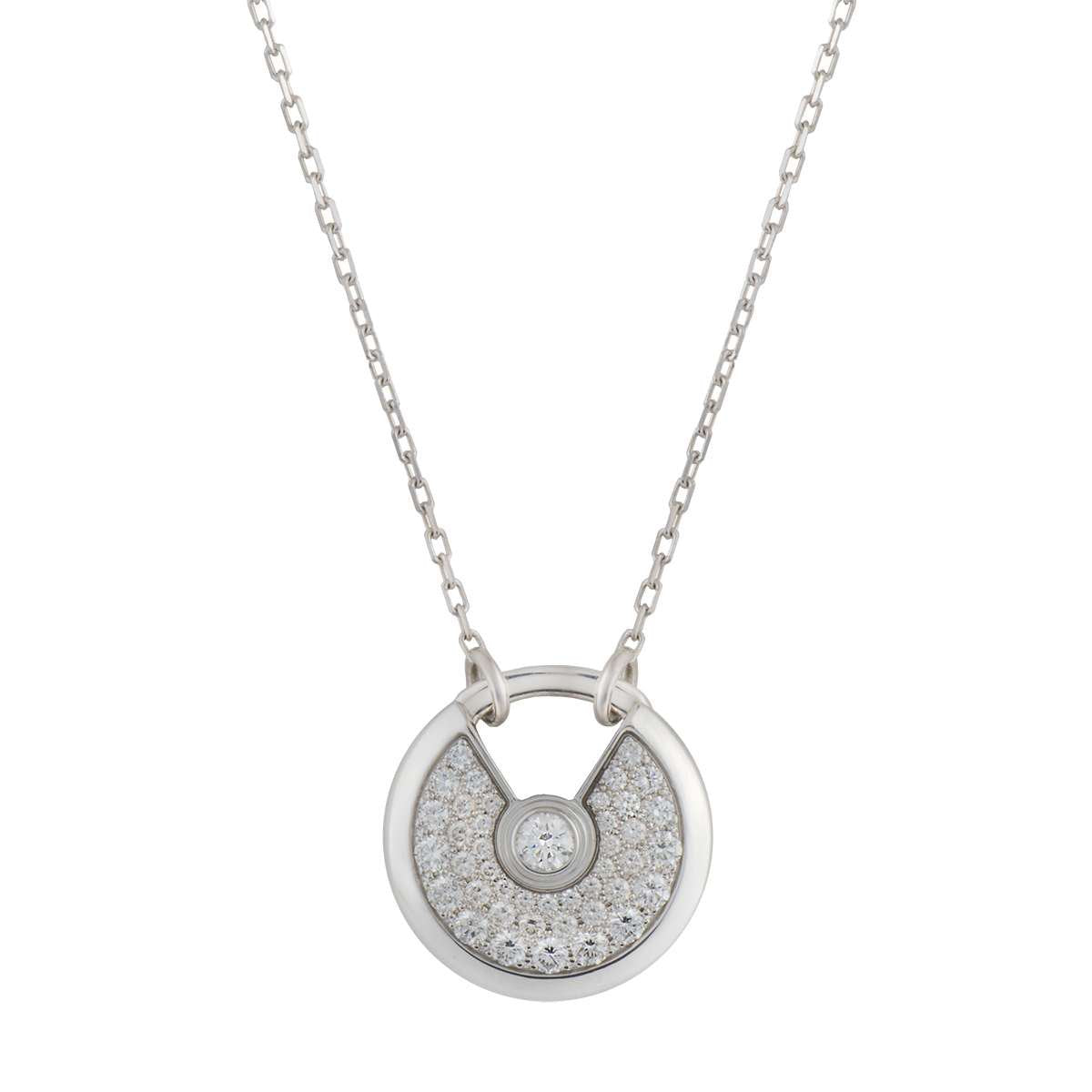 [Lucas Jewelry]AMULETTE SILVER FULL DIAMOND NECKLACE