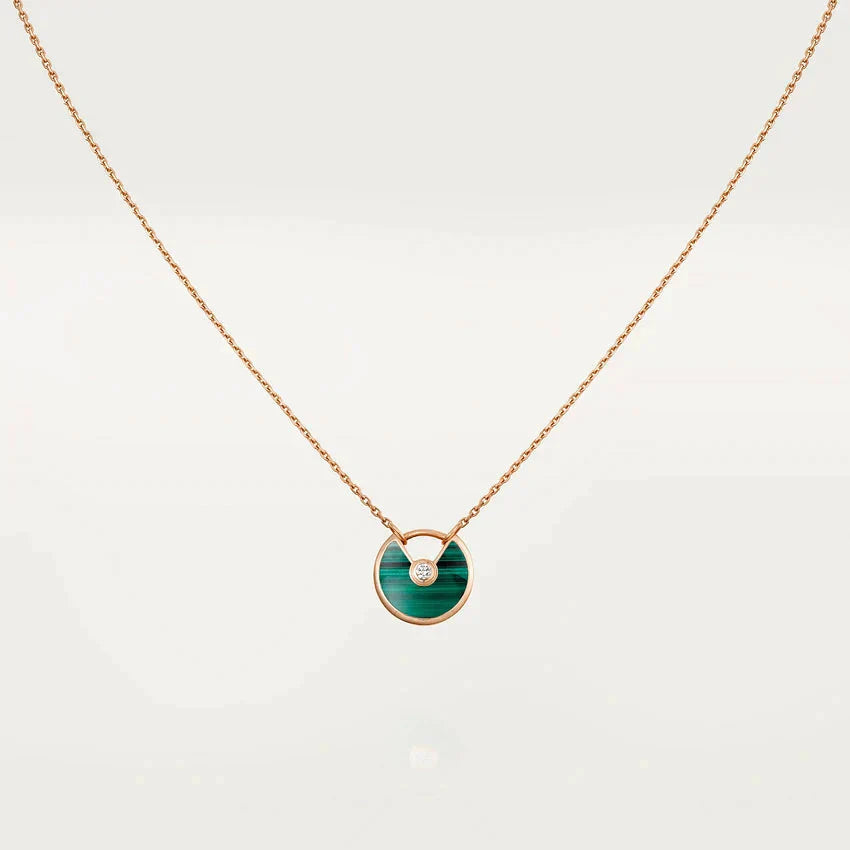 [Lucas Jewelry]AMULETTE ROSE GOLD MALACHITE NECKLACE