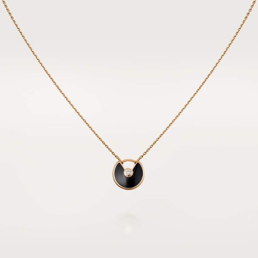 [Lucas Jewelry]AMULETTE ROSE GOLD ONYX NECKLACE