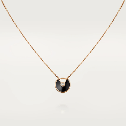 [Lucas Jewelry]AMULETTE ROSE GOLD ONYX NECKLACE