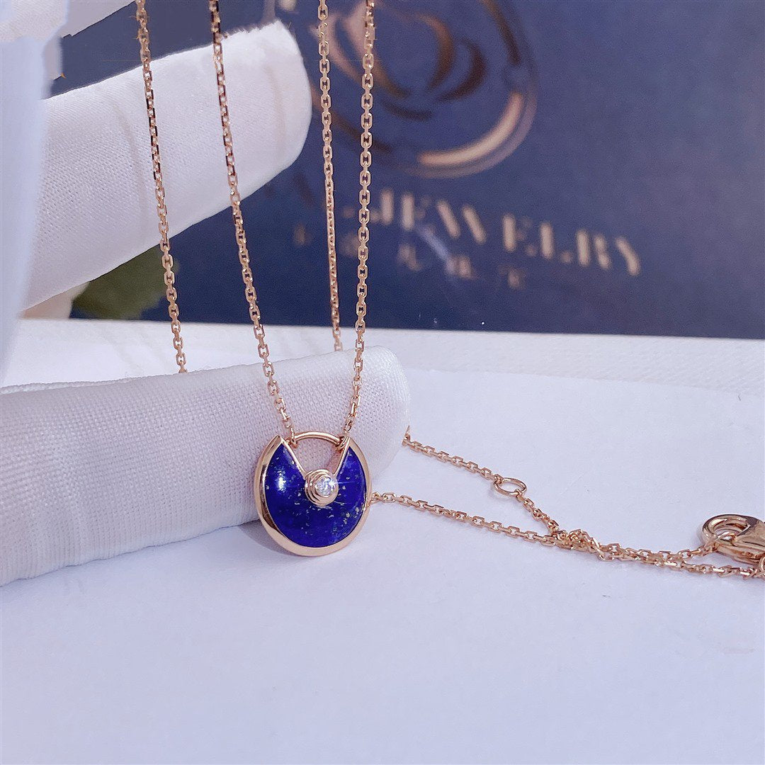 [Lucas Jewelry]AMULETTE ROSE GOLD AGATE NECKLACE