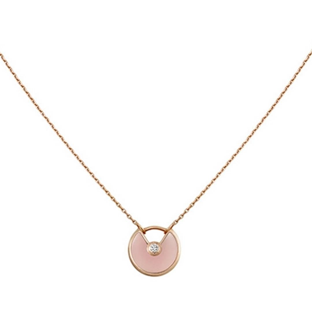 [Lucas Jewelry]AMULETTE ROSE GOLD PINK MOP NECKLACE