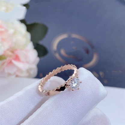 [Lucas Jewelry]BEE LOVE RING PINK GOLD 1 DIAMOND