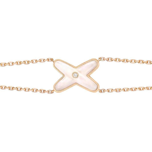 [Lucas Jewelry]JEUX BRACELET WHITE MOP PINK GOLD 1 DIAMOND