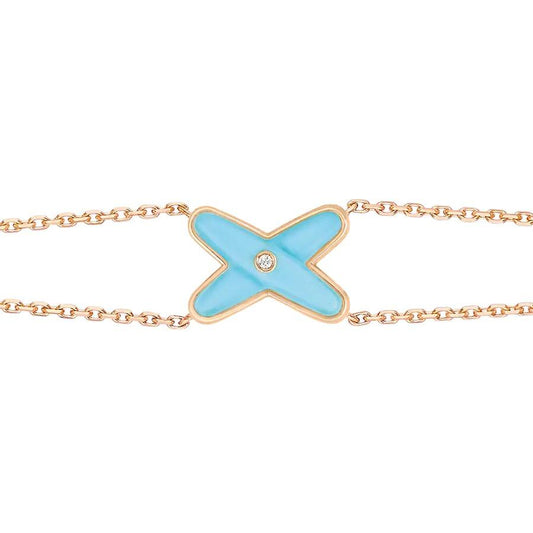 [Lucas Jewelry]JEUX BRACELET TURQUOISE PINK GOLD 1 DIAMOND