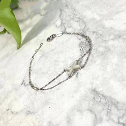 [Lucas Jewelry]JEUX BRACELET WHITE MOP SILVER 1 DIAMOND