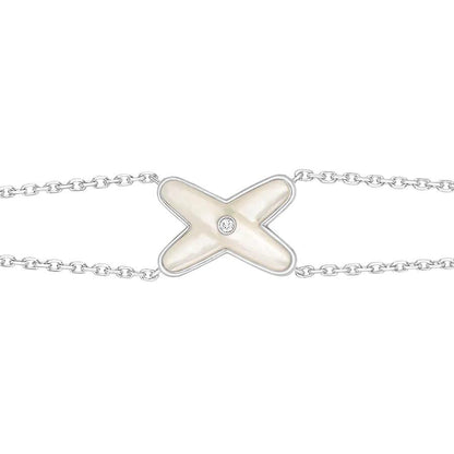 [Lucas Jewelry]JEUX BRACELET WHITE MOP SILVER 1 DIAMOND