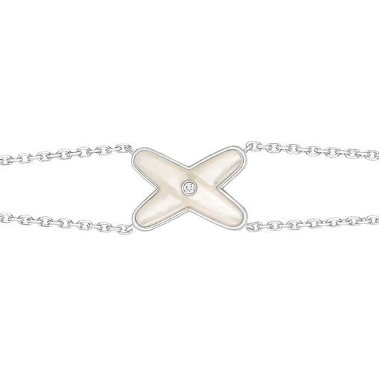 [Lucas Jewelry]JEUX BRACELET WHITE MOP SILVER 1 DIAMOND