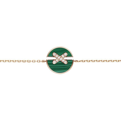 [Lucas Jewelry]JEUX DE BRACELET MALACHITE PINK GOLD DIAMONDS