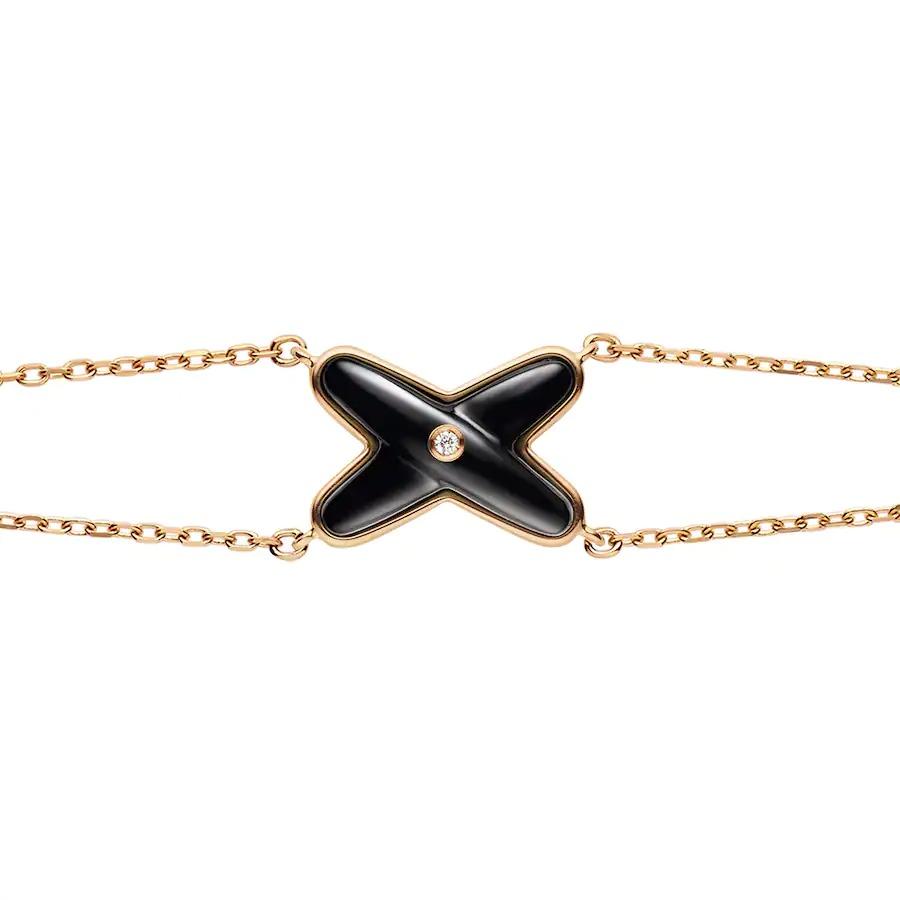 [Lucas Jewelry]JEUX BRACELET ONYX PINK GOLD 1 DIAMOND