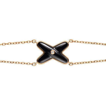 [Lucas Jewelry]JEUX BRACELET ONYX PINK GOLD 1 DIAMOND