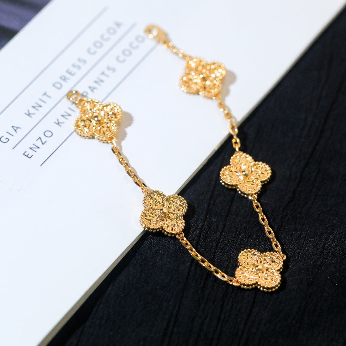 [Lucas Jewelry]CLOVER 5 MOTIFS BRONZING BRACELET