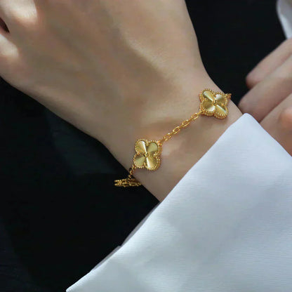 [Lucas Jewelry]CLOVER 5 FLOWERS LASER BRACELET