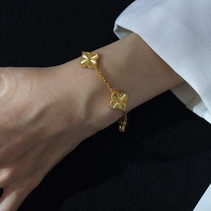 [Lucas Jewelry]CLOVER 5 FLOWERS LASER BRACELET