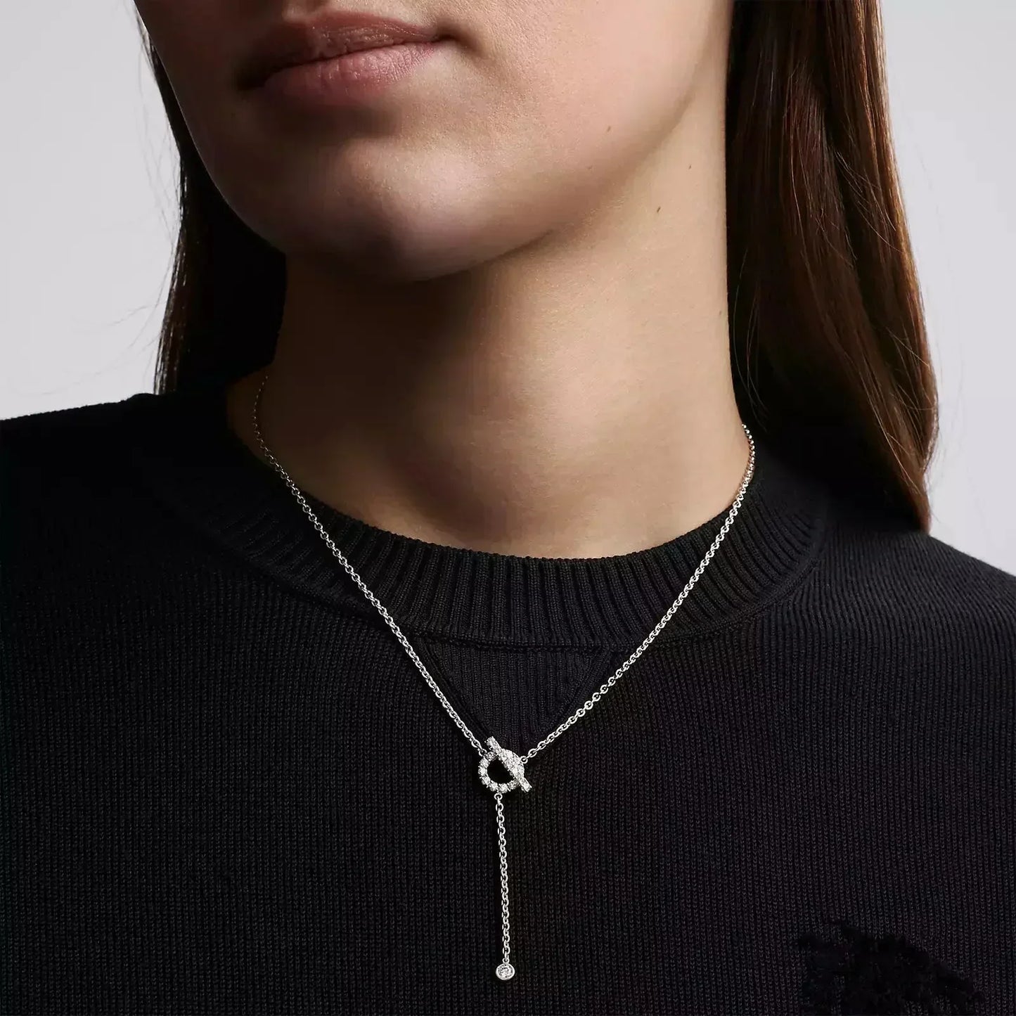 [Lucas Jewelry]FINESSE SILVER DIAMOND NECKLACE