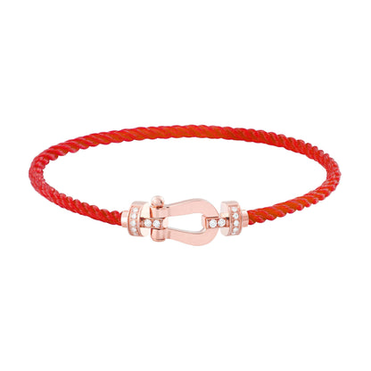 [Lucas Jewelry]FORCE 10 HALF DIAMOND PINK GOLD RED CORDERI LARGE AND MEDIUM MODEL