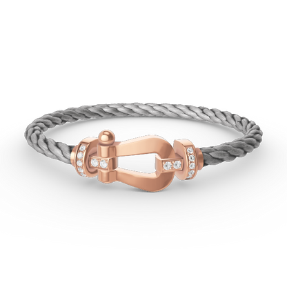 [Lucas Jewelry]FORCE LARGE HORSESHOE HALF DIAMOND BRACELET ROSE GOLD