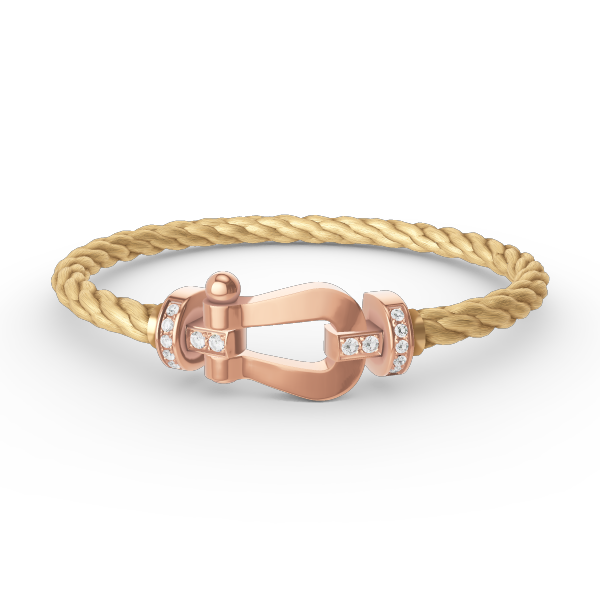 [Lucas Jewelry]FORCE LARGE HORSESHOE HALF DIAMOND BRACELET ROSE GOLD