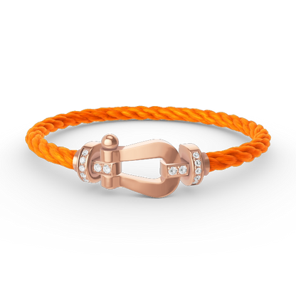 [Lucas Jewelry]FORCE LARGE HORSESHOE HALF DIAMOND BRACELET ROSE GOLD