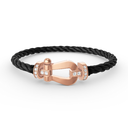 [Lucas Jewelry]FORCE LARGE HORSESHOE HALF DIAMOND BRACELET ROSE GOLD