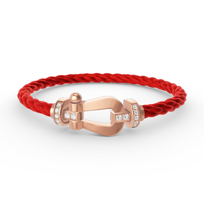 [Lucas Jewelry]FORCE LARGE HORSESHOE HALF DIAMOND BRACELET ROSE GOLD