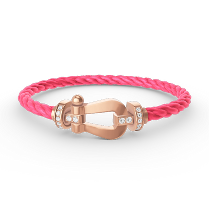 [Lucas Jewelry]FORCE LARGE HORSESHOE HALF DIAMOND BRACELET ROSE GOLD