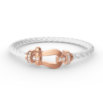 [Lucas Jewelry]FORCE LARGE HORSESHOE HALF DIAMOND BRACELET ROSE GOLD