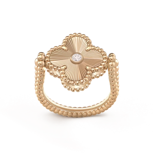 [Lucas Jewelry]CLOVER RIVERSIBLE ROSE GOLD RING