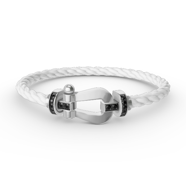 [Lucas Jewelry]FORCE LARGE HORSESHOE BLACK DIAMOND BRACELET SILVER