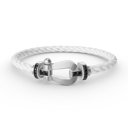 [Lucas Jewelry]FORCE LARGE HORSESHOE BLACK DIAMOND BRACELET SILVER