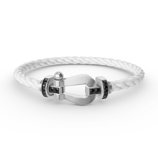 [Lucas Jewelry]FORCE LARGE HORSESHOE BLACK DIAMOND BRACELET SILVER