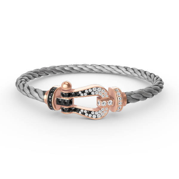 [Lucas Jewelry]FORCE LARGE HORSESHOE BLACK WHITE DIAMOND BRACELET ROSE GOLD