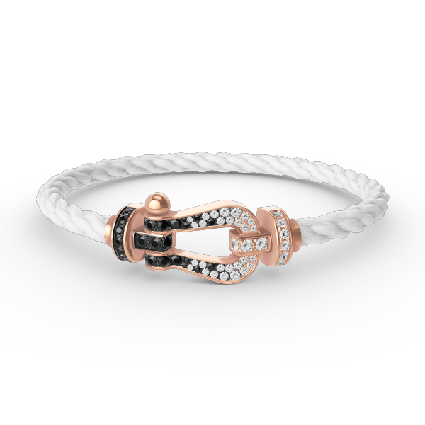 [Lucas Jewelry]FORCE LARGE HORSESHOE BLACK WHITE DIAMOND BRACELET ROSE GOLD