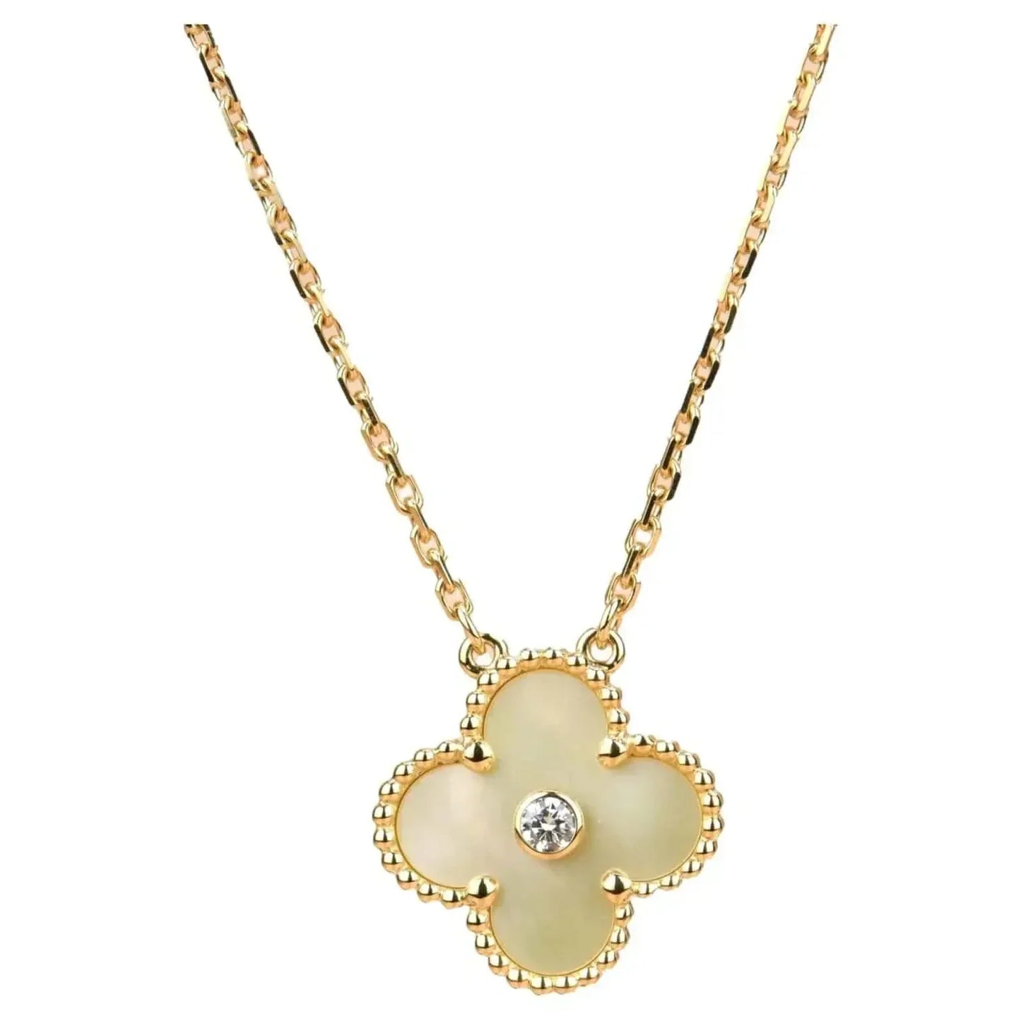 [Lucas Jewelry]CLOVER 15MM DIAMOND GOLD MOTHER OF PEARL NECKLACE