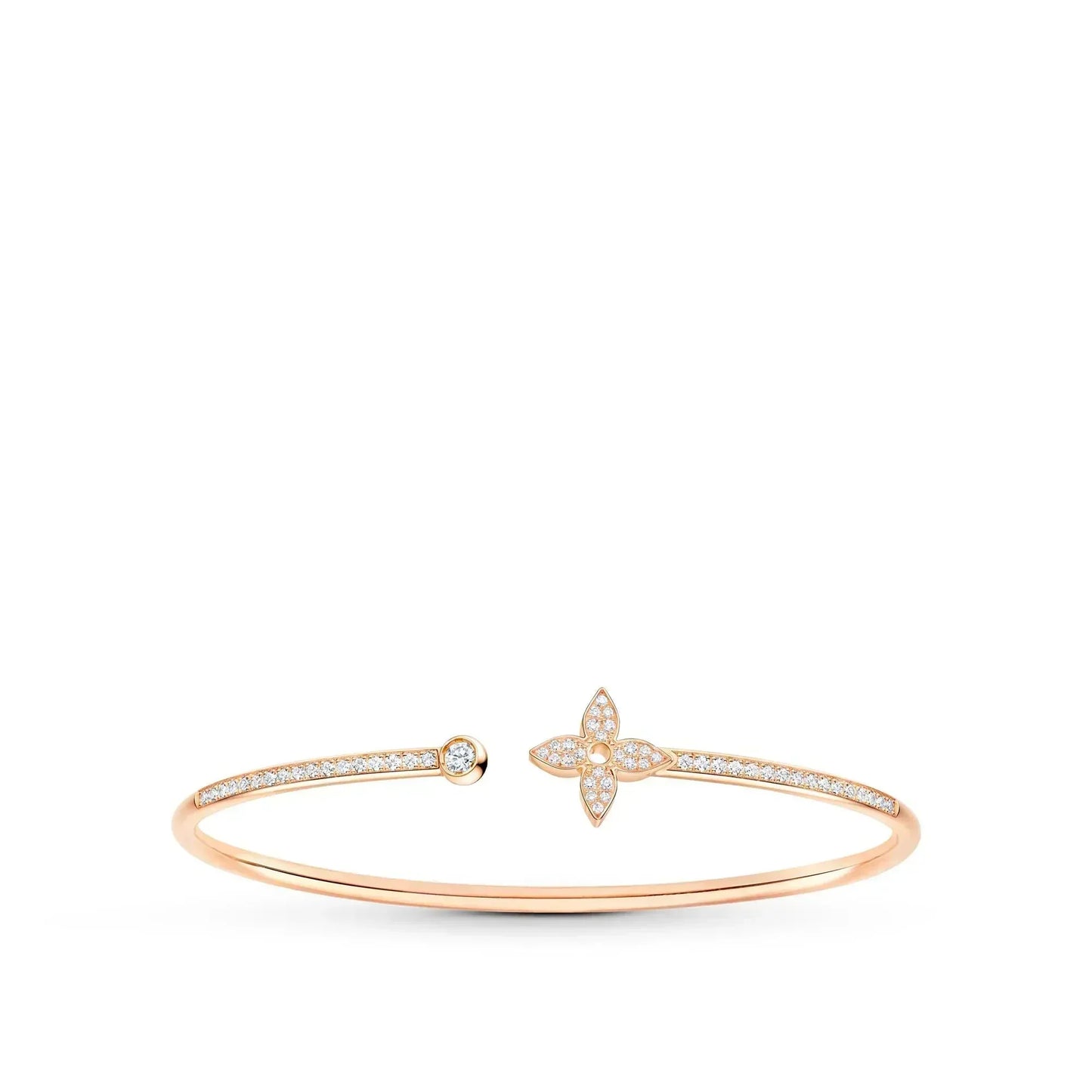 [Lucas Jewelry]IDYLLE PINK GOLD OPEN BRACELET DIAMOND PAVED