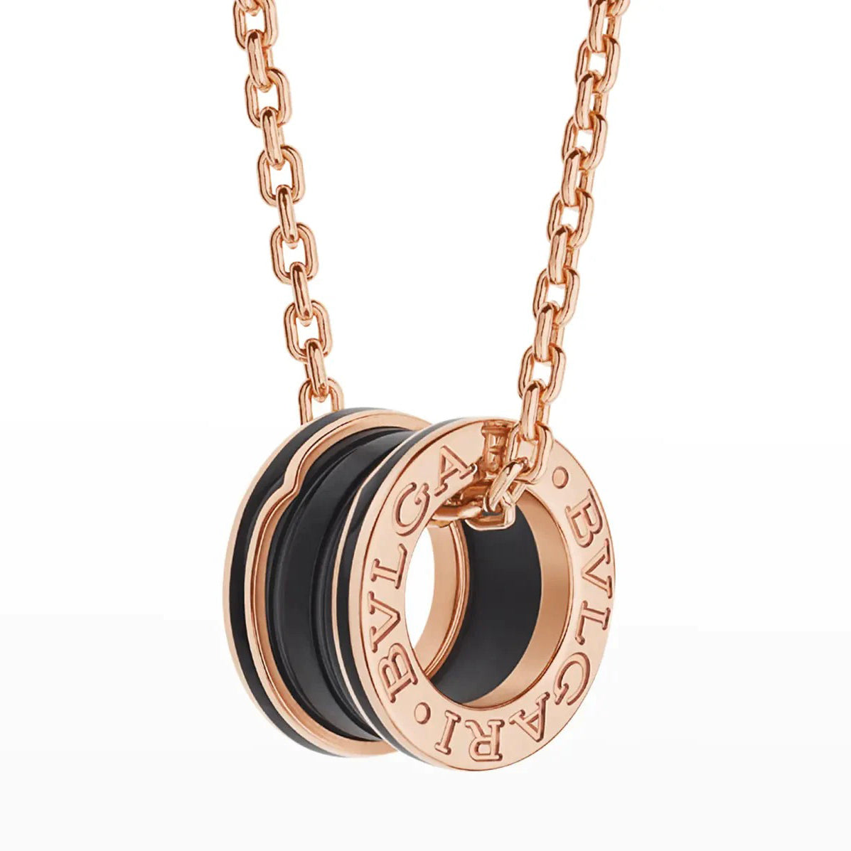 [Lucas Jewelry]ZERO 1 BLACK CERAMIC PINK GOLD NECKLACE