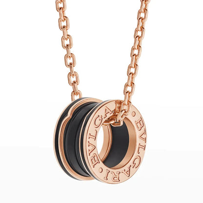 [Lucas Jewelry]ZERO 1 BLACK CERAMIC PINK GOLD NECKLACE