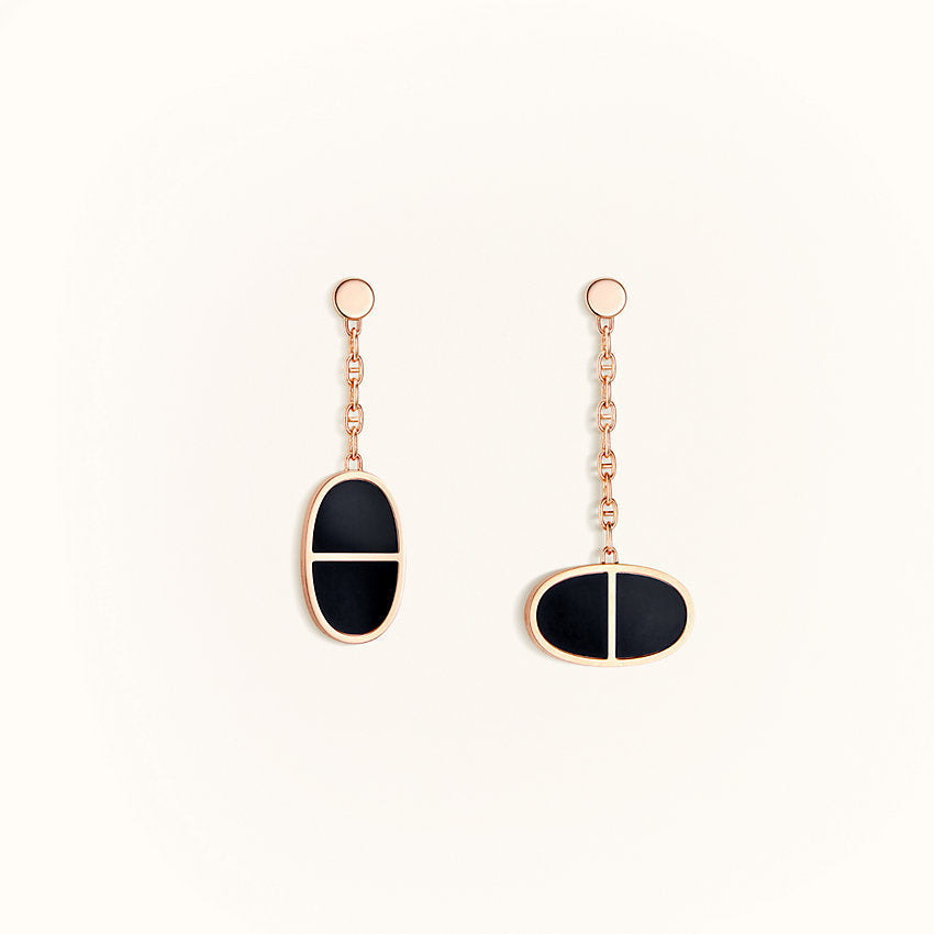 [Lucas Jewelry]CHAINE VERSO BLACK CERAMIC EARRINGS