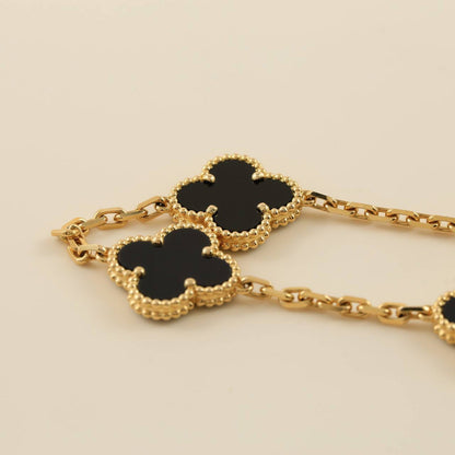 [Lucas Jewelry]CLOVER  5 MOTIFS BLACK ONYX BRACELET