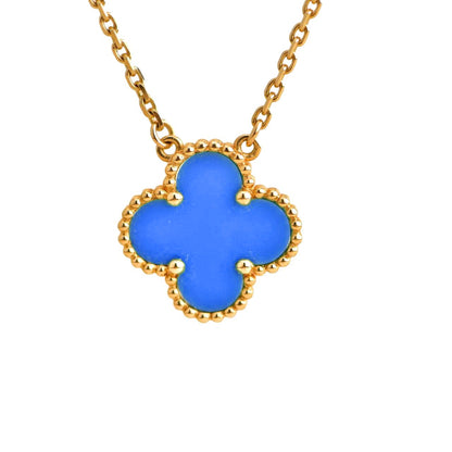 [Lucas Jewelry]CLOVER 15MM BLUE AGATE NECKLACE