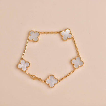 [Lucas Jewelry]CLOVER  5 MOTIF WHITE MOP BRACELET