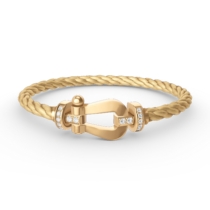 [Lucas Jewelry]FORCE LARGE HORSESHOE HALF DIAMOND BRACELET GOLD