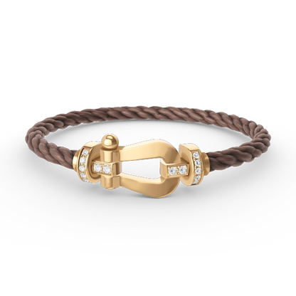 [Lucas Jewelry]FORCE LARGE HORSESHOE HALF DIAMOND BRACELET GOLD