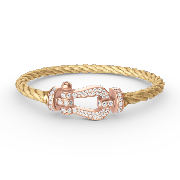 [Lucas Jewelry]FORCE LARGE HORSESHOE FULL DIAMOND BRACELET ROSE GOLD