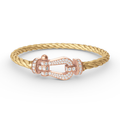 [Lucas Jewelry]FORCE LARGE HORSESHOE FULL DIAMOND BRACELET ROSE GOLD