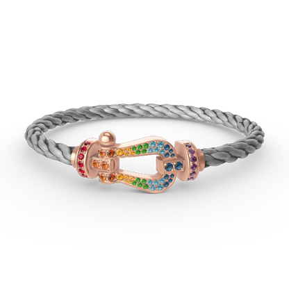 [Lucas Jewelry]FORCE LARGE HORSESHOE  COLORED DIAMOND BRACELET ROSE GOLD