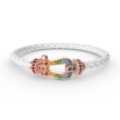 [Lucas Jewelry]FORCE LARGE HORSESHOE  COLORED DIAMOND BRACELET ROSE GOLD