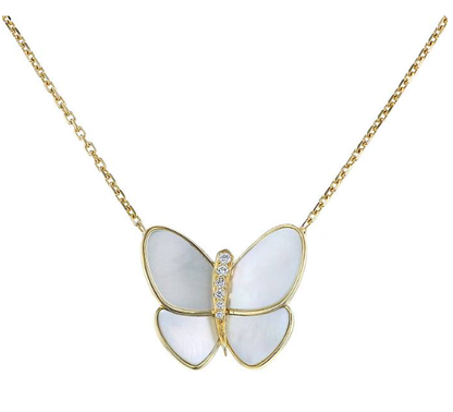 [Lucas Jewelry]BUTTERFLY GOLD MOP DIAMOND NECKLACE