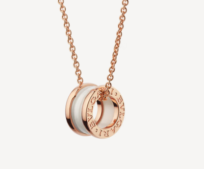 [Lucas Jewelry]ZERO 1 WHITE CERAMIC PINK GOLD NECKLACE